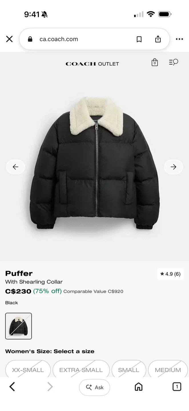 Coach Puffer with Shearling Collar - photo 3