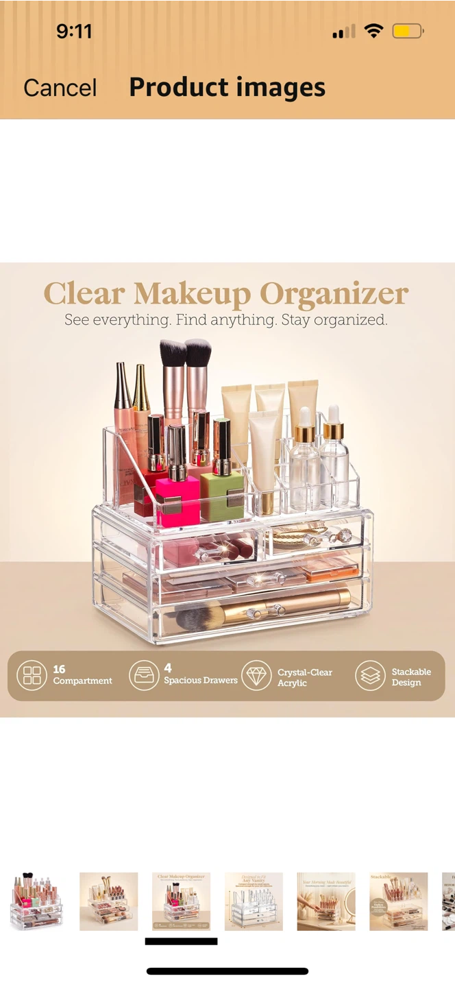 Acrylic makeup organizer
