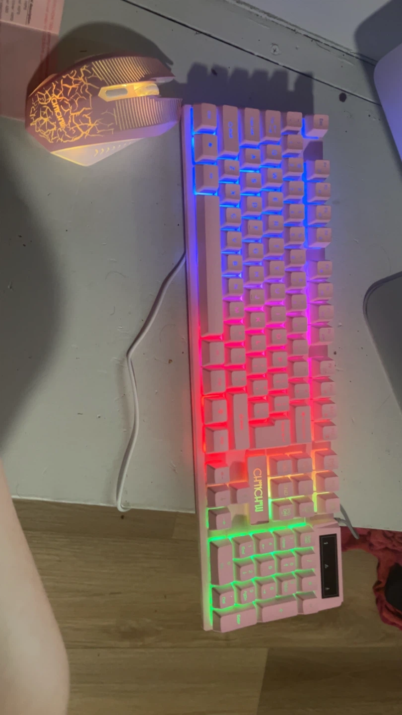 Pink Backlit Keyboard and Mouse Set