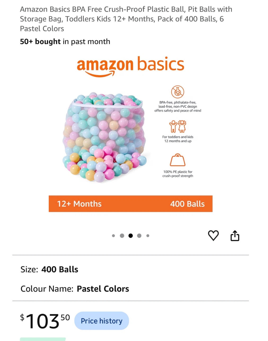 Amazon Basics 400 Piece Pastel Ball Pit Balls - photo 3