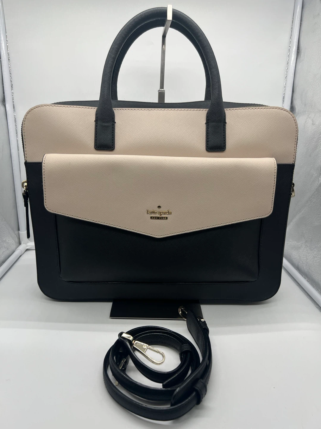 KATE SPADE 13 Inch Double Zip Black Saffiano Leather Laptop Bag