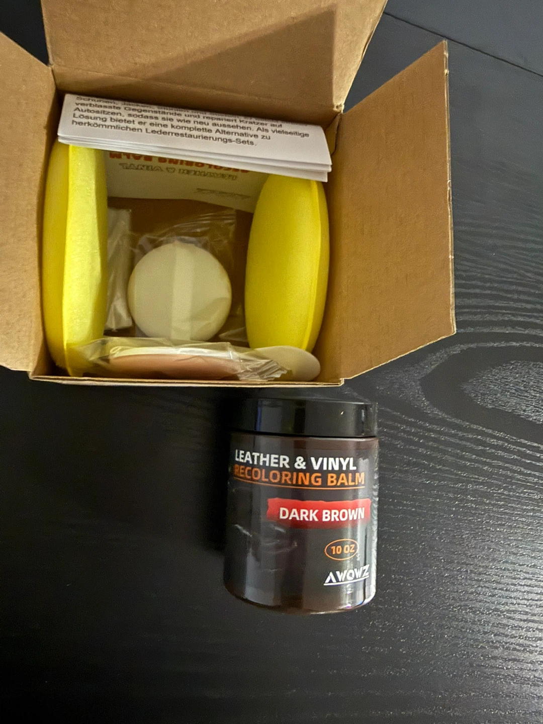 Leather and Vinyl Recoloring Balm, Dark Brown