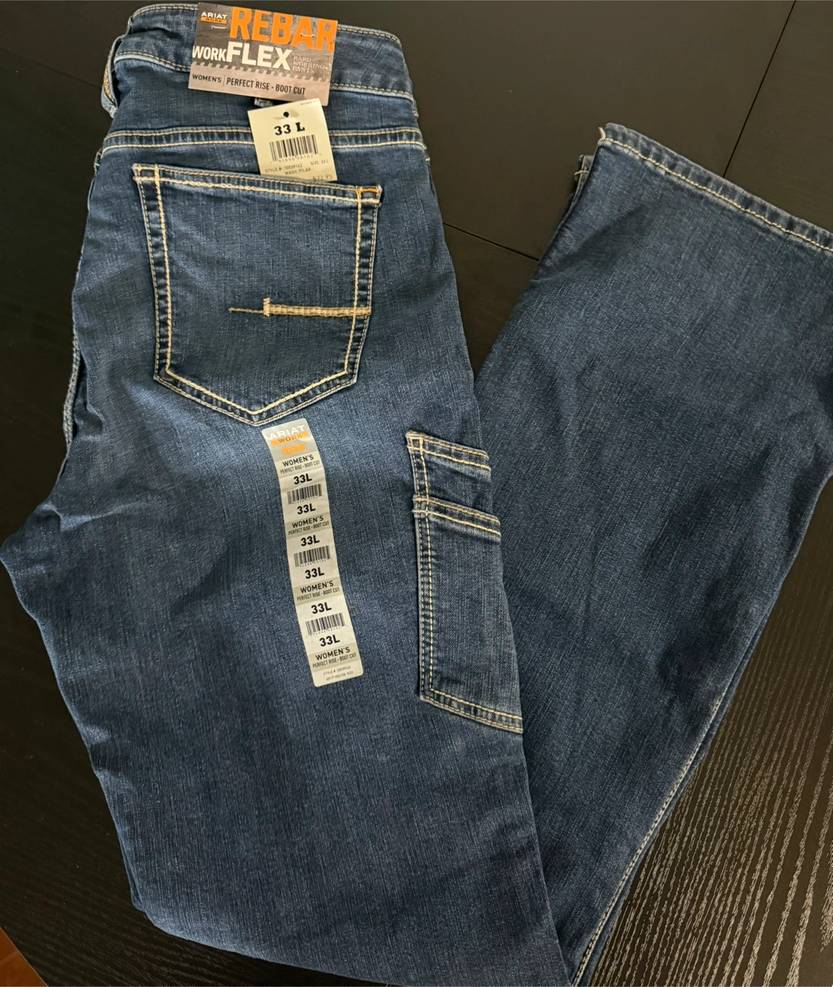 Ariat Women's Rebar Work Flex Boot Cut Jeans, 33 L