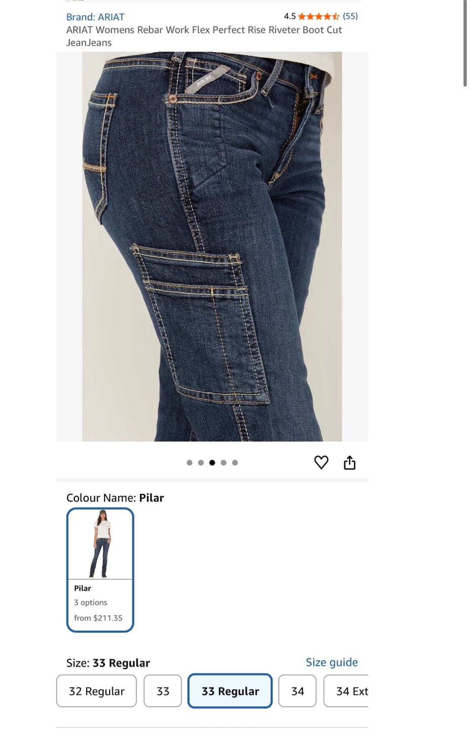 Ariat Women's Rebar Work Flex Boot Cut Jeans, 33 L - photo 3