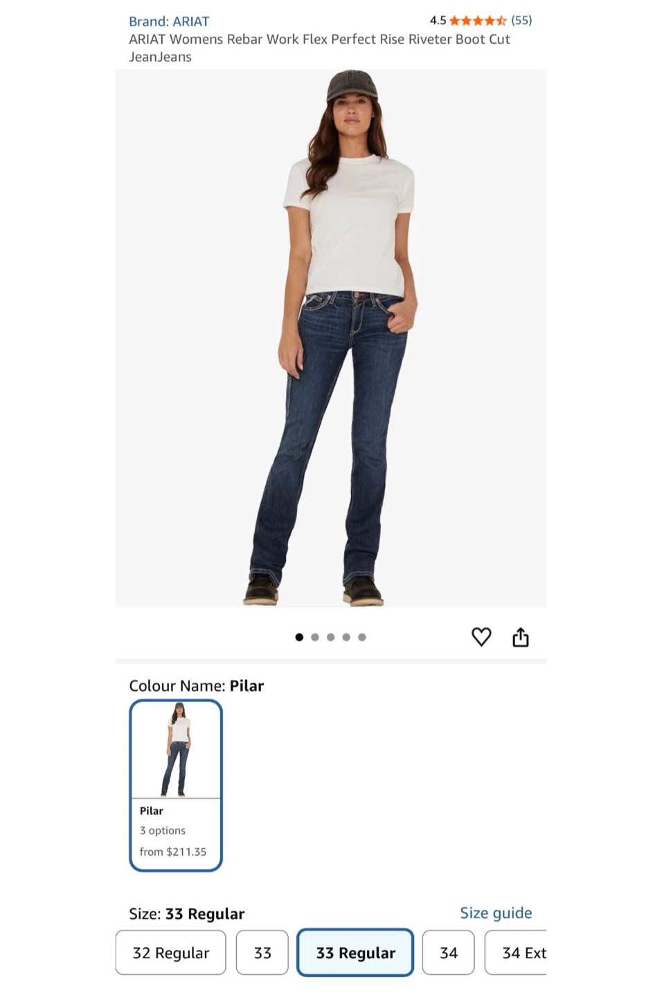 Ariat Women's Rebar Work Flex Boot Cut Jeans, 33 L - photo 4
