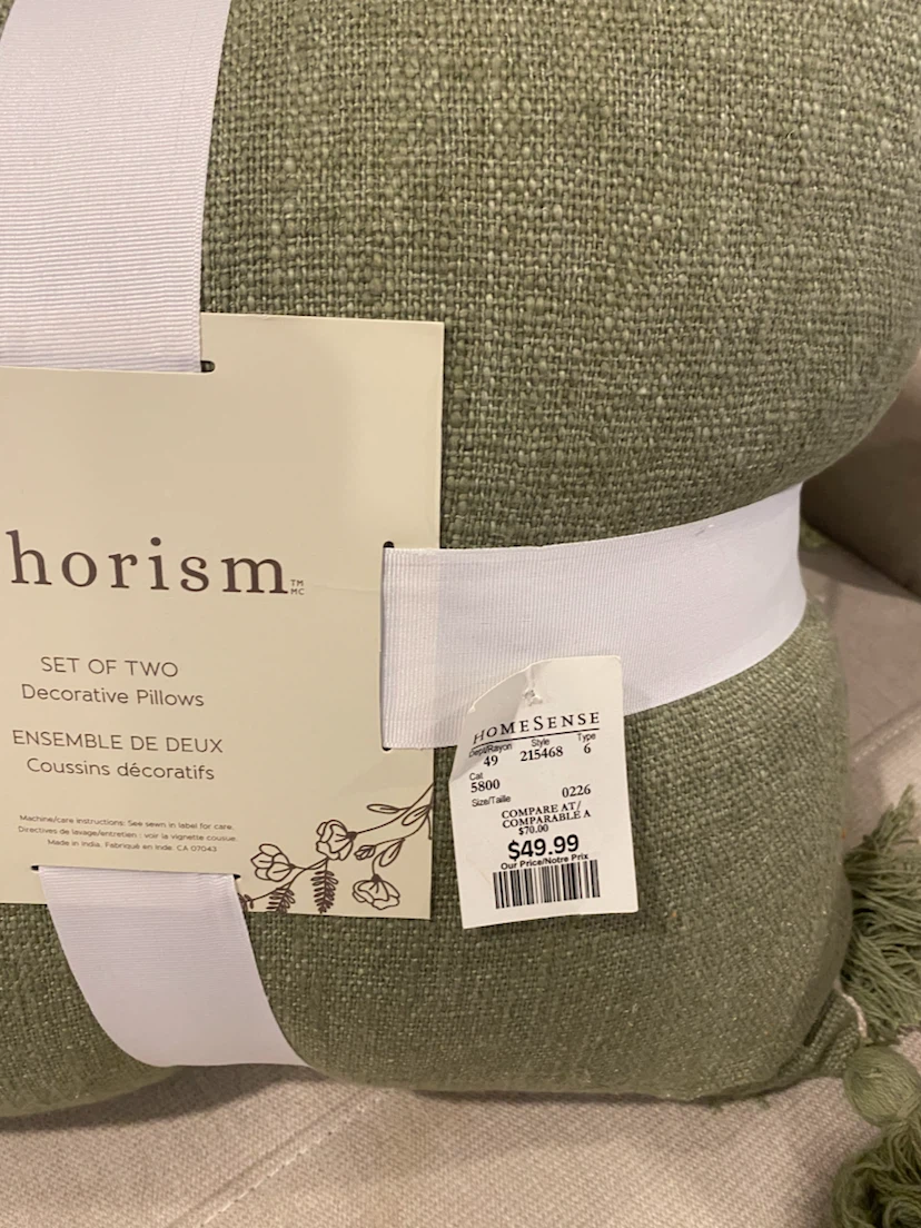 NEW Sage Green and Beige Two Toned Throw Pillows x2 - photo 2