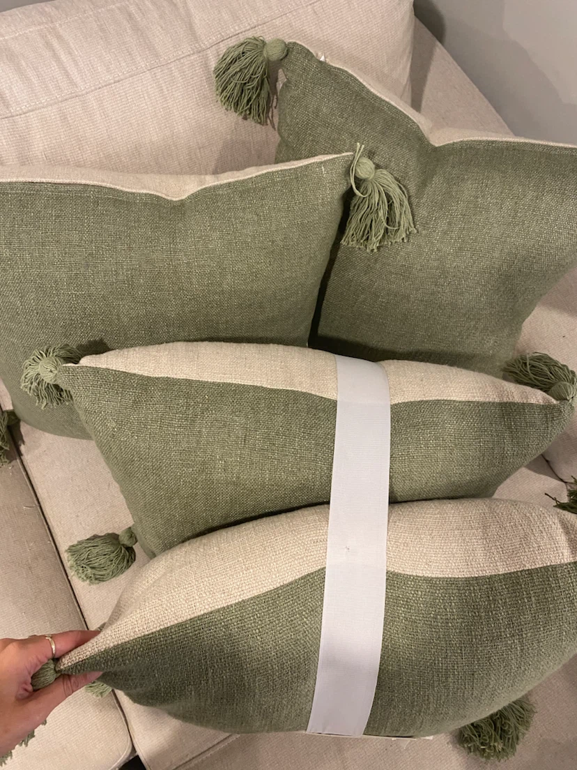 NEW Sage Green and Beige Two Toned Throw Pillows x2 - photo 3