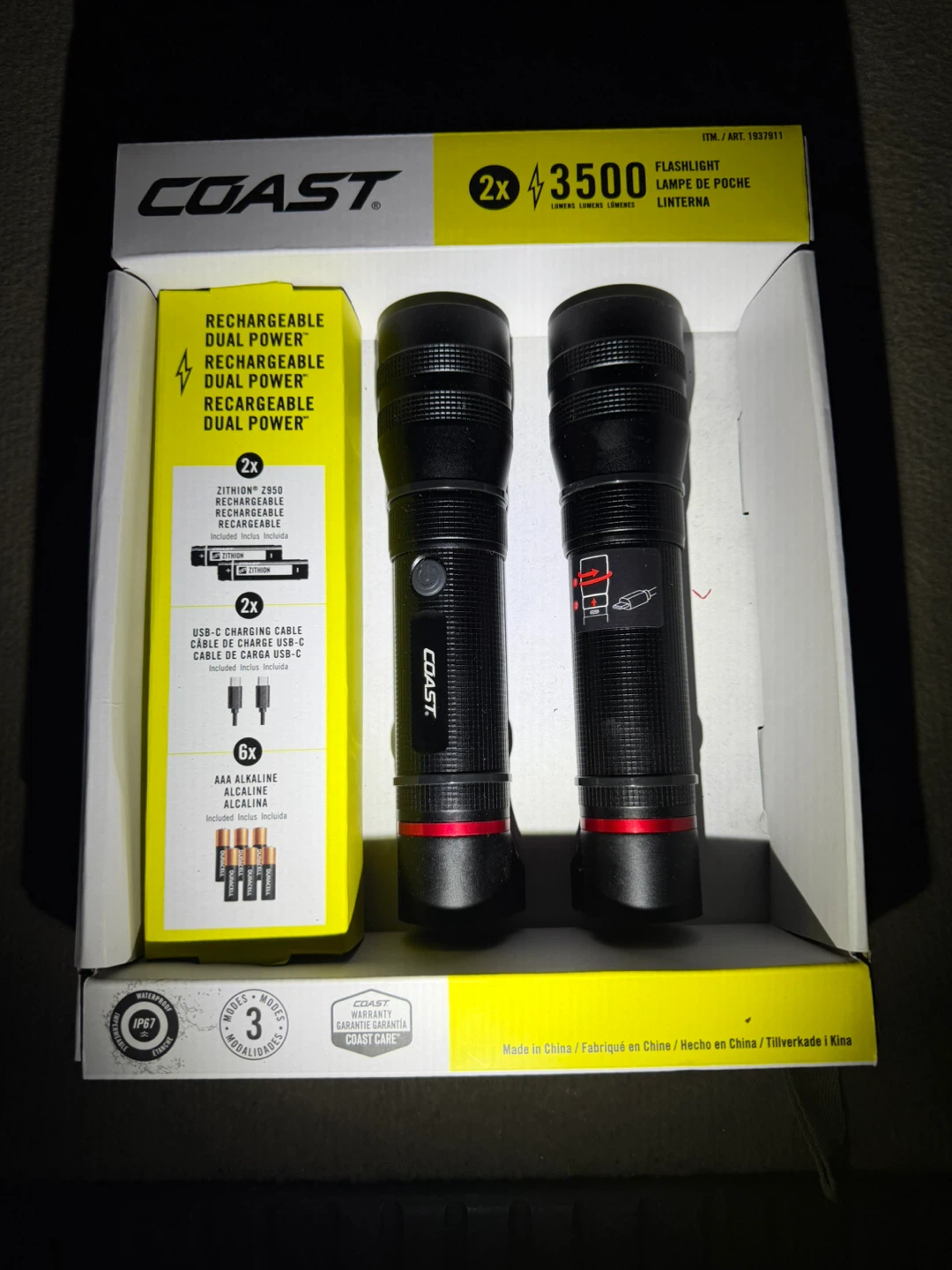 Coast 3500 Lumens Dual Power Flashlight Set