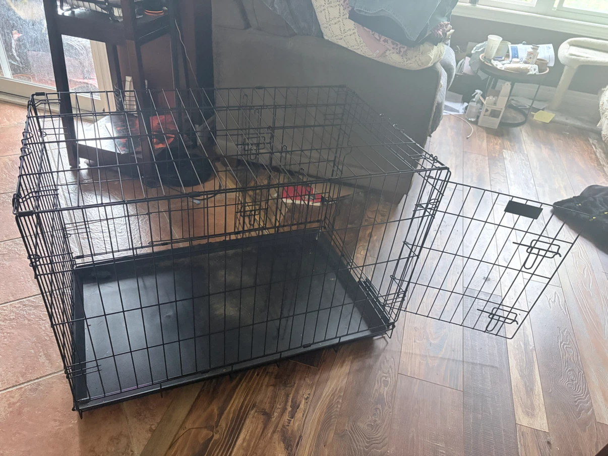 Large Black Metal Dog Crate - photo 2