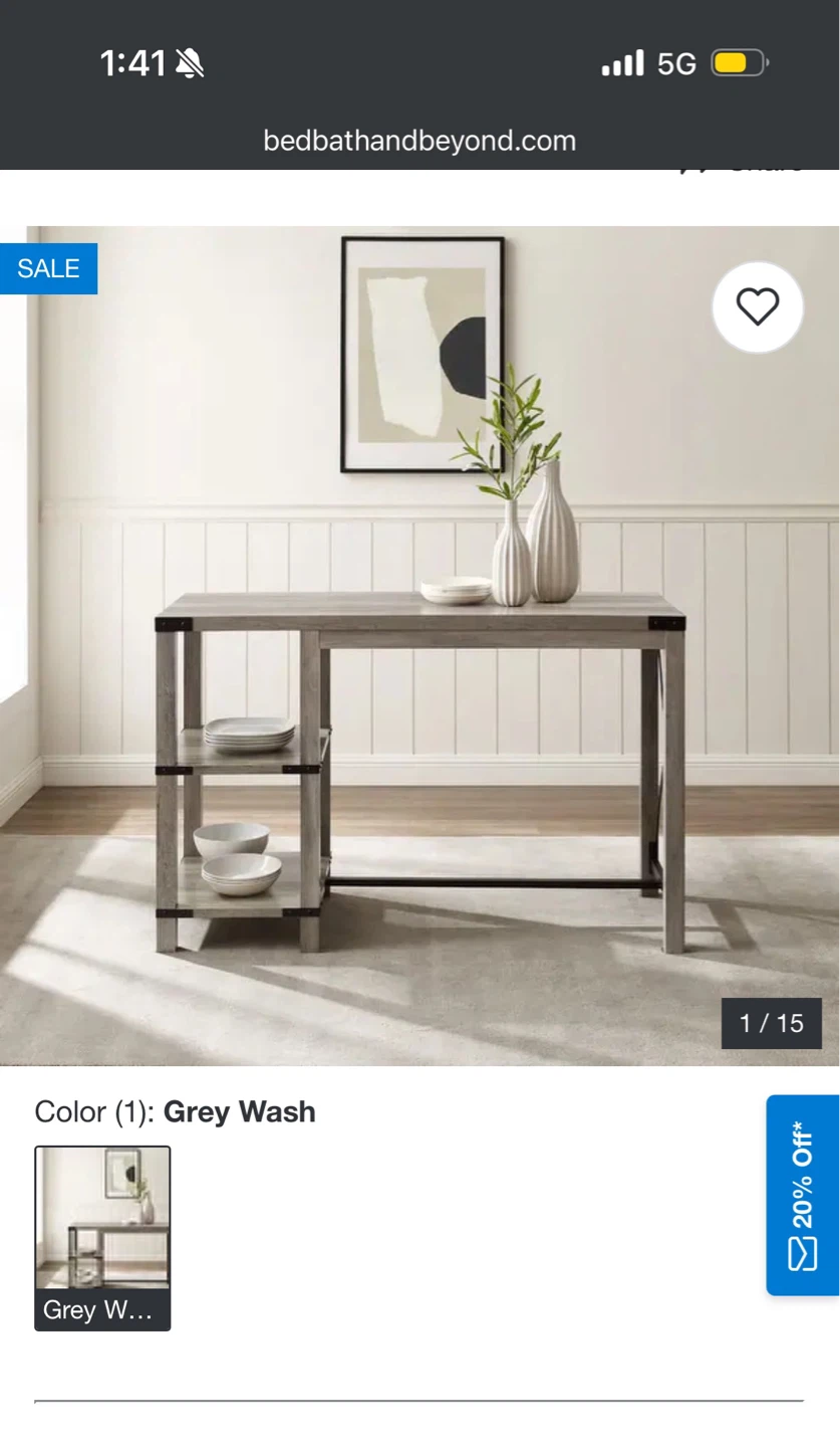 Middlebrook Modern Farmhouse Kitchen Island - Grey Wash - photo 2