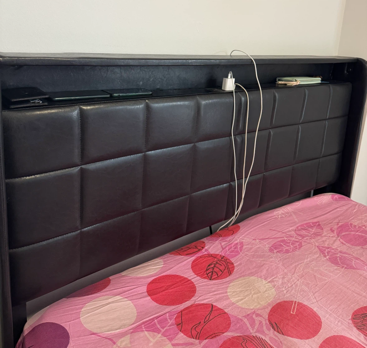 Black Leather Upholstered LED Bed Frame - photo 3