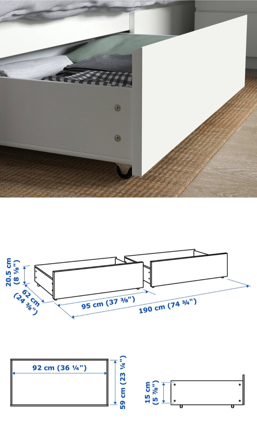IKEA Malm Under-Bed  Storage Drawers brown full/twin - photo 2