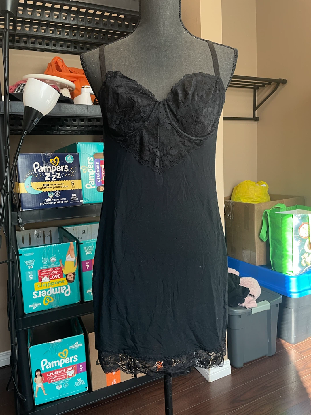 Victoria’s Secret Black Lace Trim Slip Dress size S