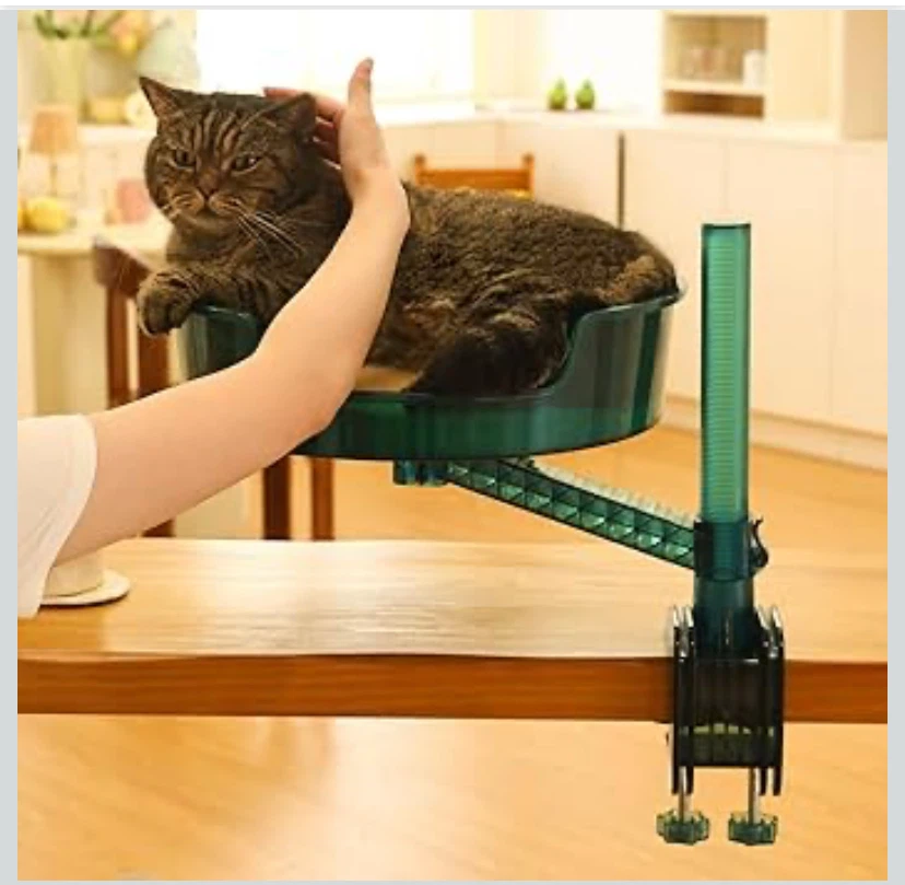 ZBUQ Desk-Mount Pet Bed, translucent green, cream or orange