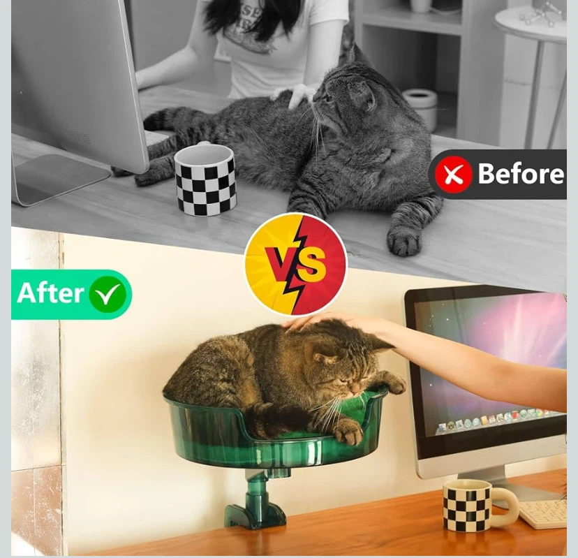ZBUQ Desk-Mount Pet Bed, translucent green, cream or orange - photo 2