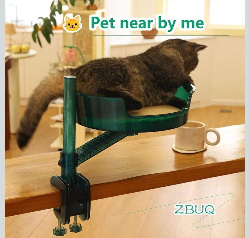 ZBUQ Desk-Mount Pet Bed, translucent green, cream or orange - photo 3