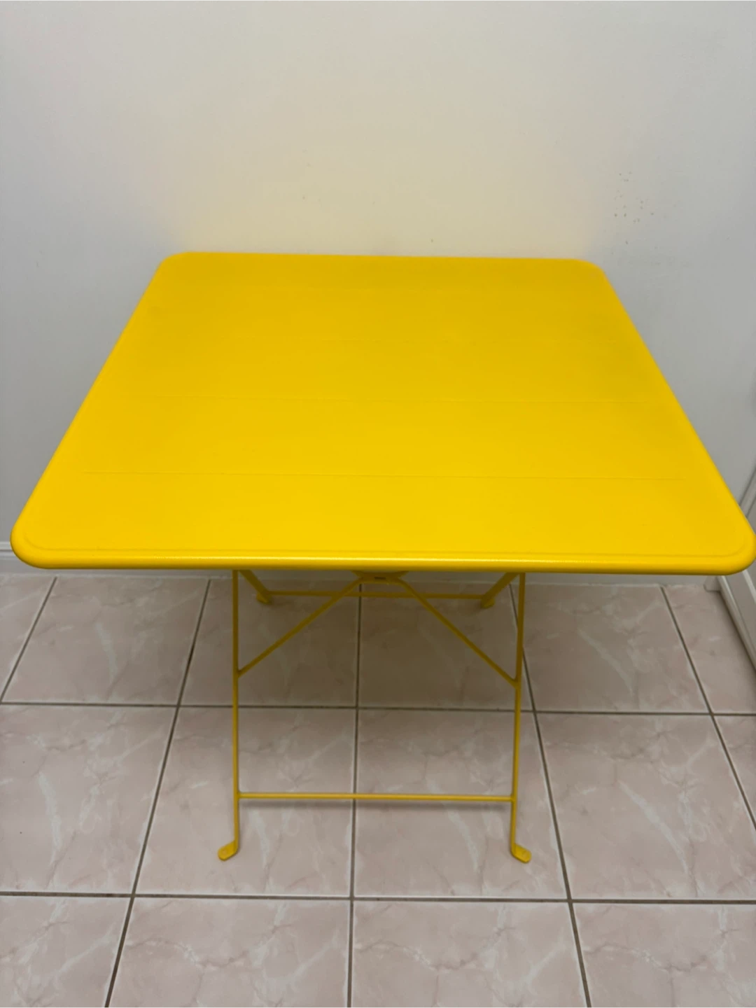 Ikea Yellow folding metal patio table