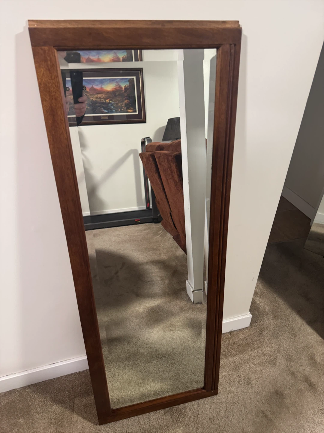 Framed Beveled Mirror.