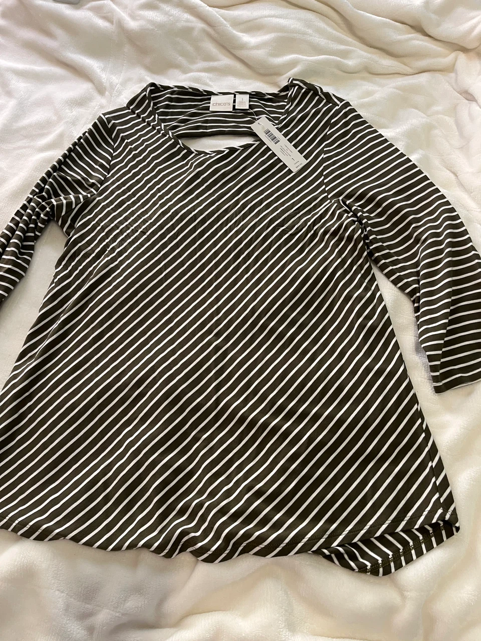 Chico's Forever Stripe 3/4 sleeves tee size 1-US M