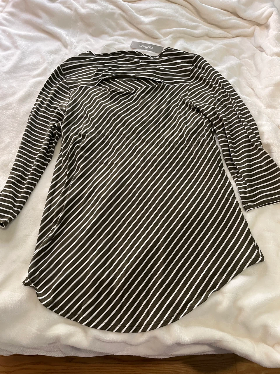 Chico's Forever Stripe 3/4 sleeves tee size 1-US M - photo 3
