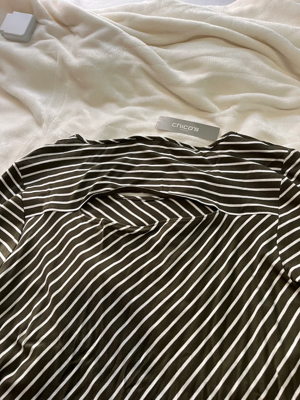 Chico's Forever Stripe 3/4 sleeves tee size 1-US M - photo 4