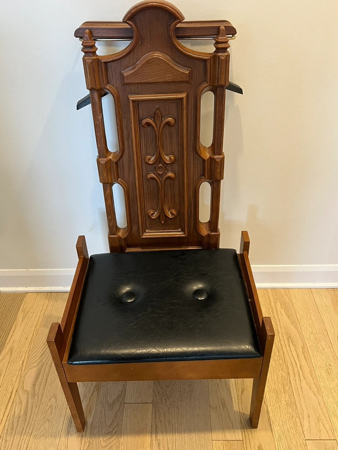 Vintage Wooden Valet Chair with Storage