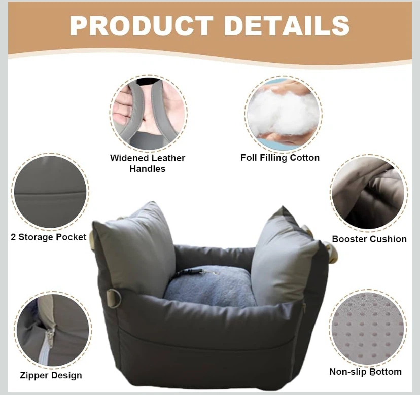 Portable Grey Pet Car Booster Seat under 25 lbs. size small - photo 2