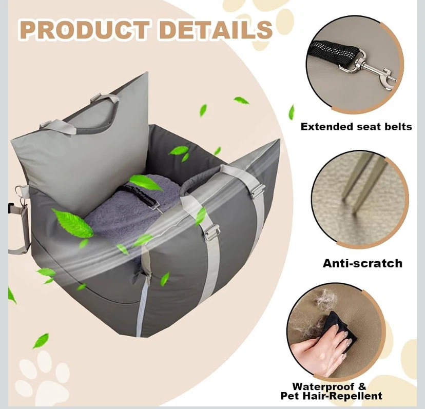 Portable Grey Pet Car Booster Seat under 25 lbs. size small - photo 3
