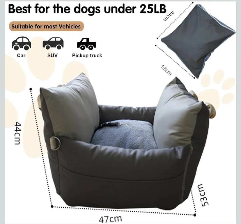 Portable Grey Pet Car Booster Seat under 25 lbs. size small - photo 5