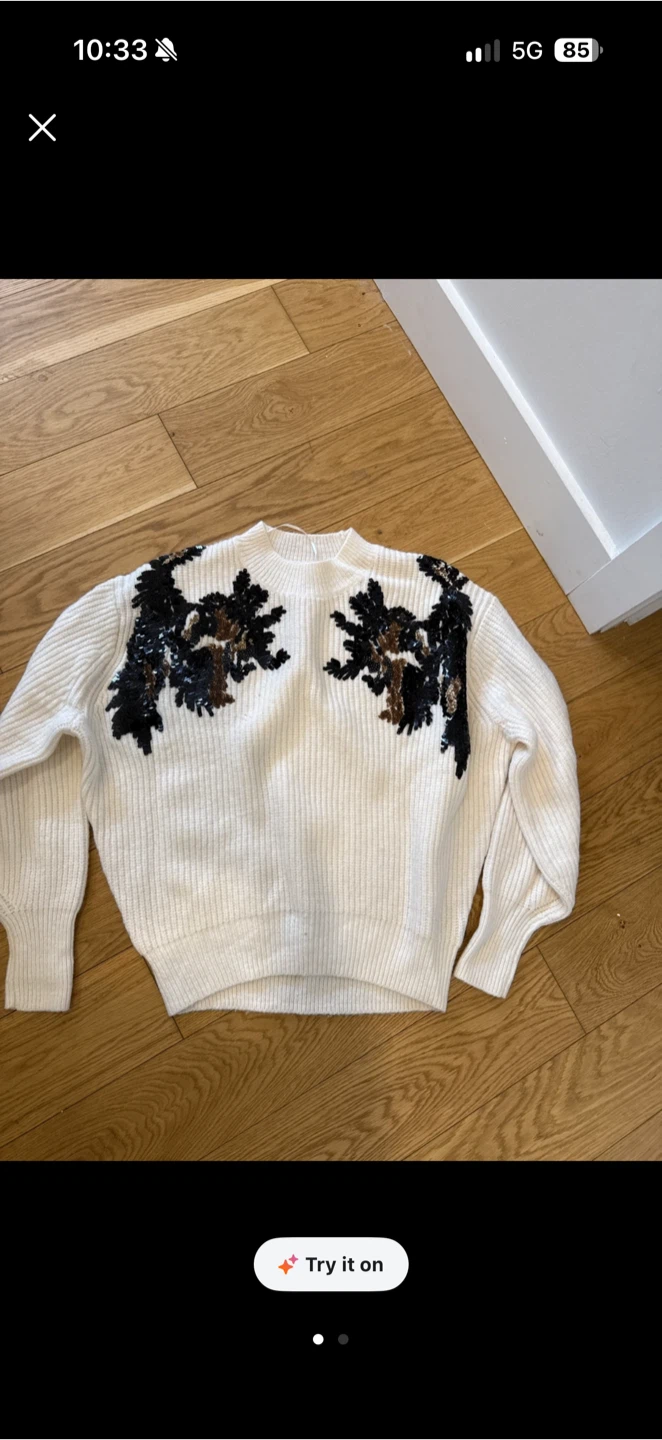 Cream Sequin Detail Sweater