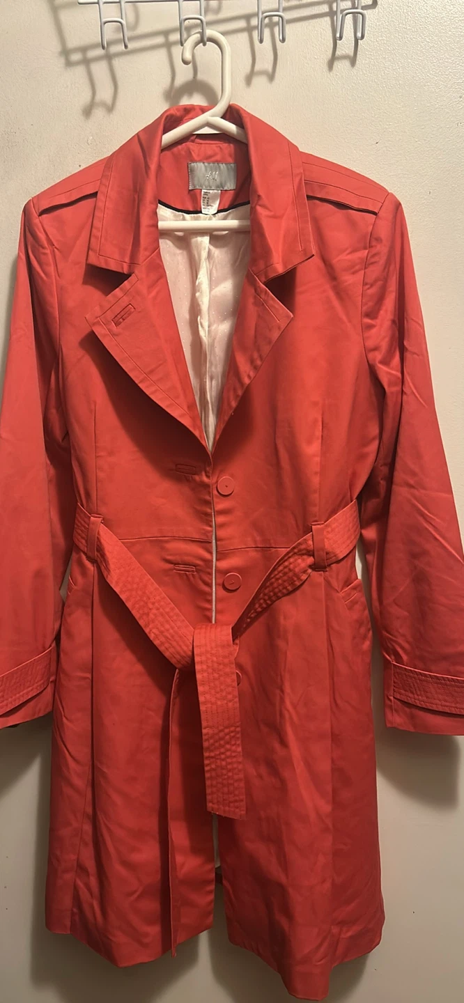 H&M Coral Trench Coat Size 12