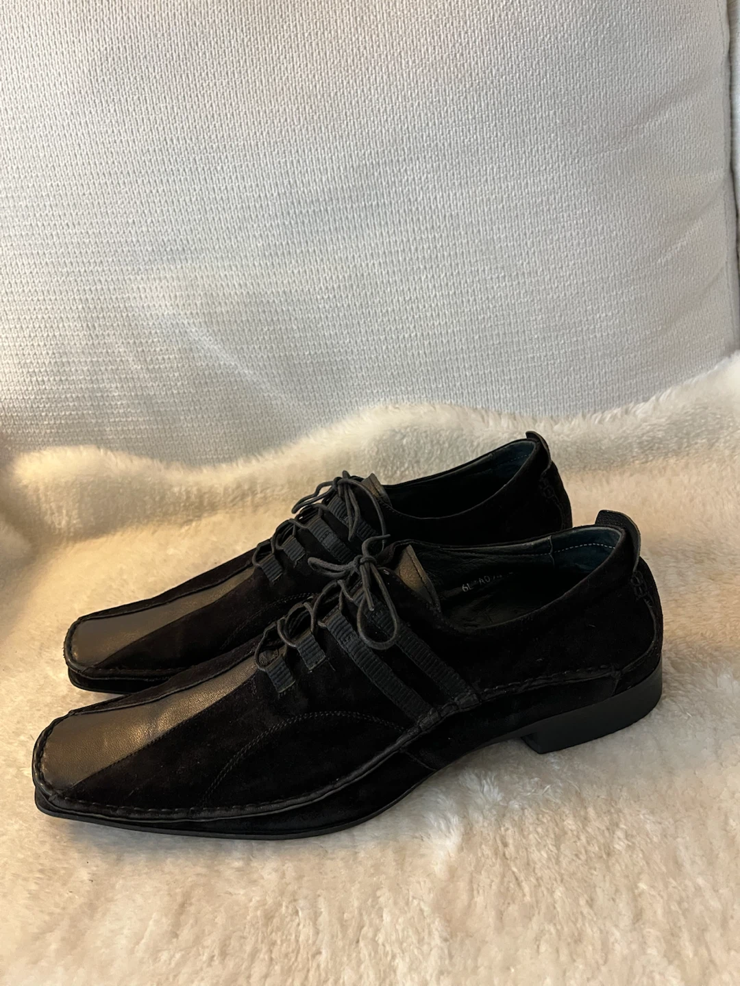 Lanqier Men's Black Suede Shoes Italy Design - photo 2