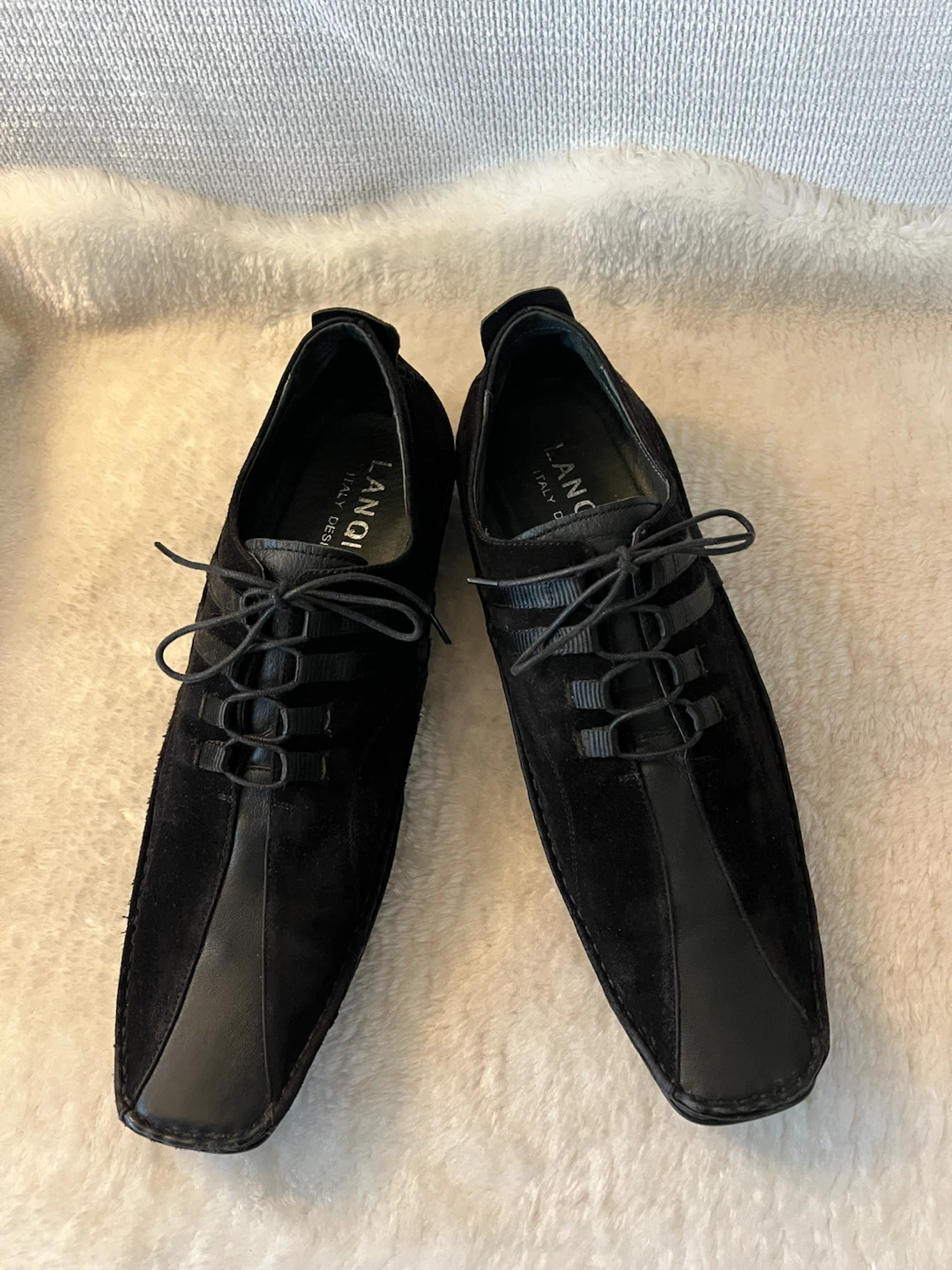 Lanqier Men's Black Suede Shoes Italy Design - photo 3