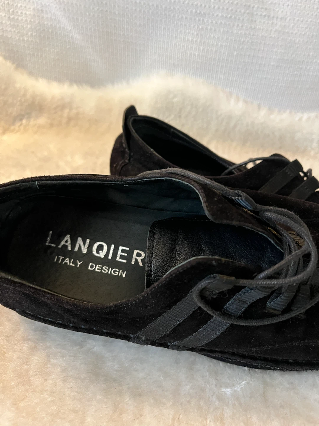Lanqier Men's Black Suede Shoes Italy Design - photo 4