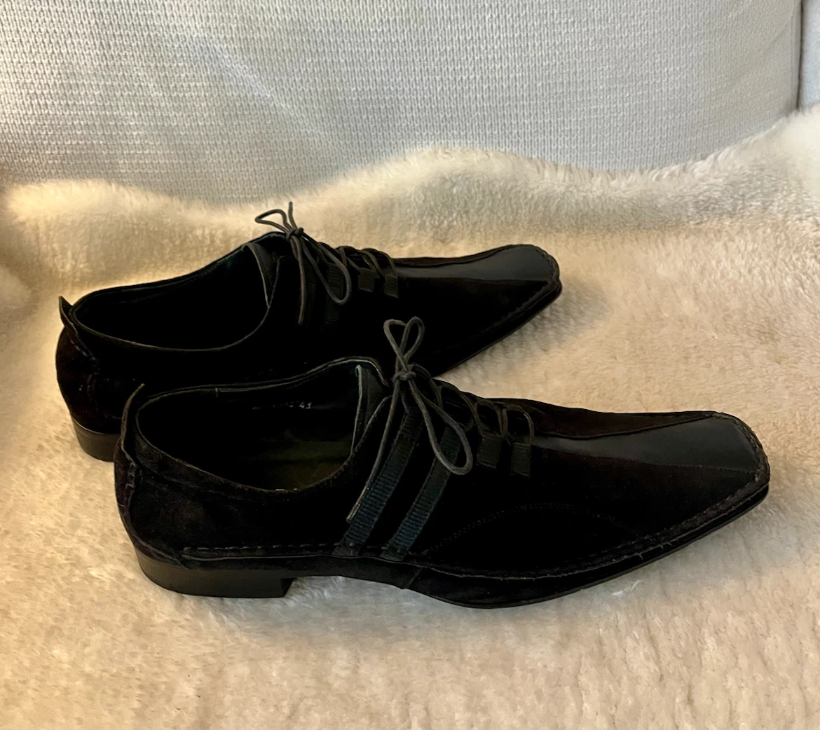 Lanqier Men's Black Suede Shoes Italy Design - photo 5