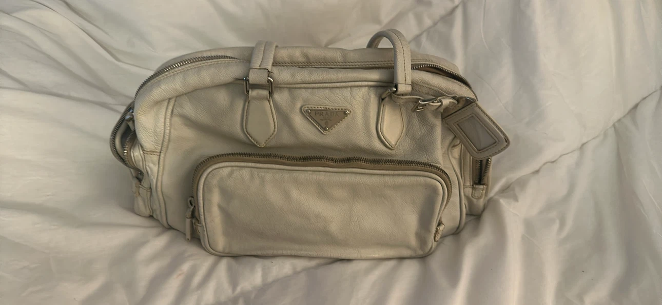 Prada white leather handbag