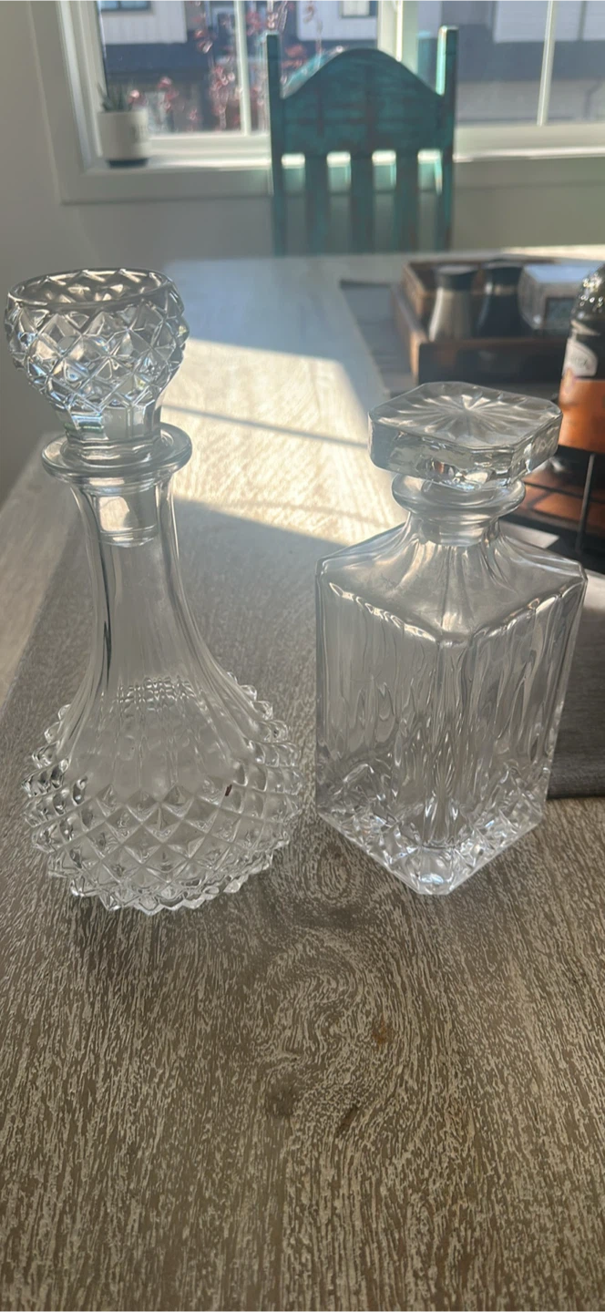 Two Vintage Glass Decanters