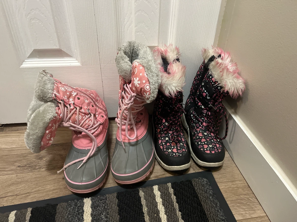 Two pairs of girls winter boots