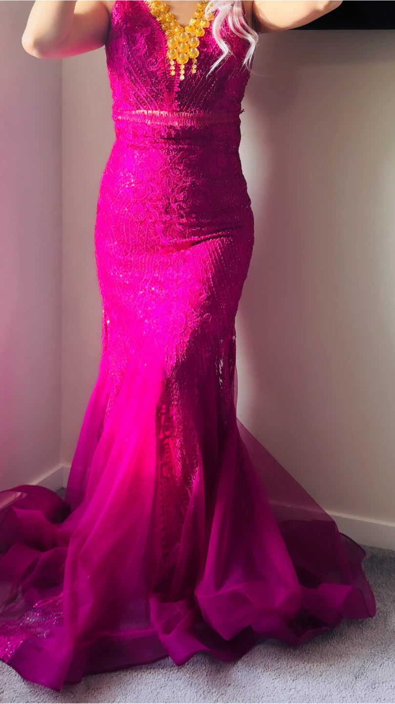 Magenta Formal Mermaid Evening Gown - photo 3