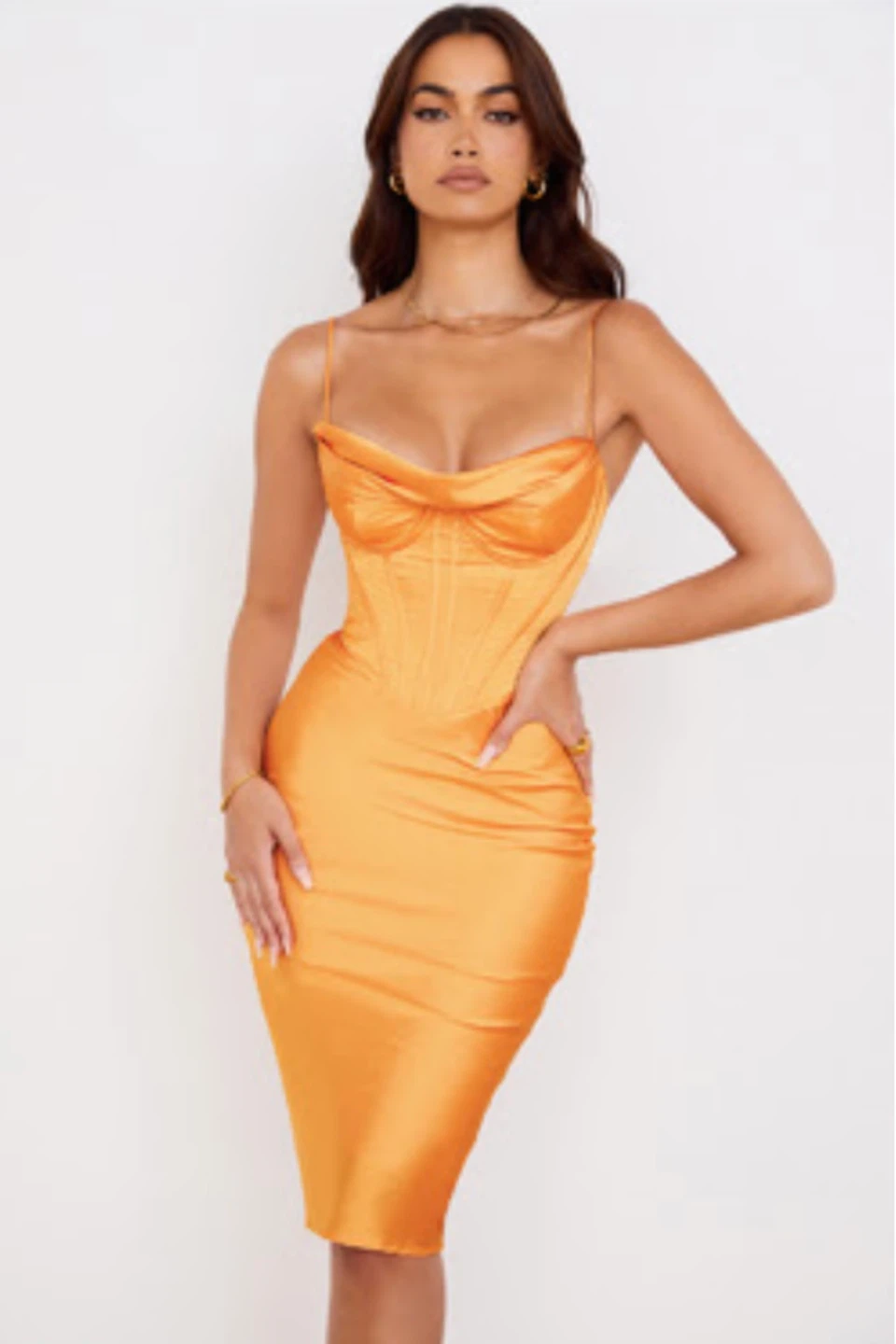 House of CB Orange Satin Corset Dress