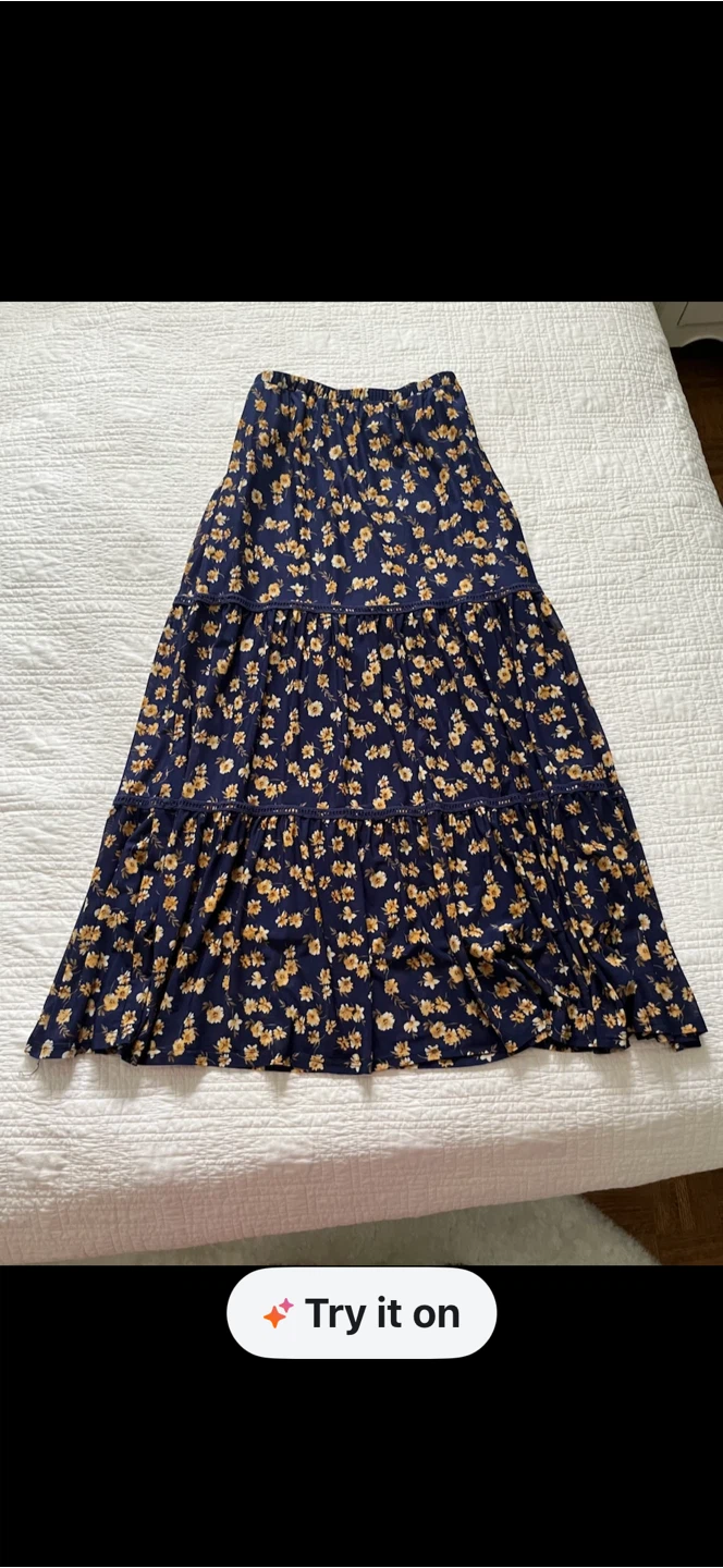 Navy Floral Maxi Skirt