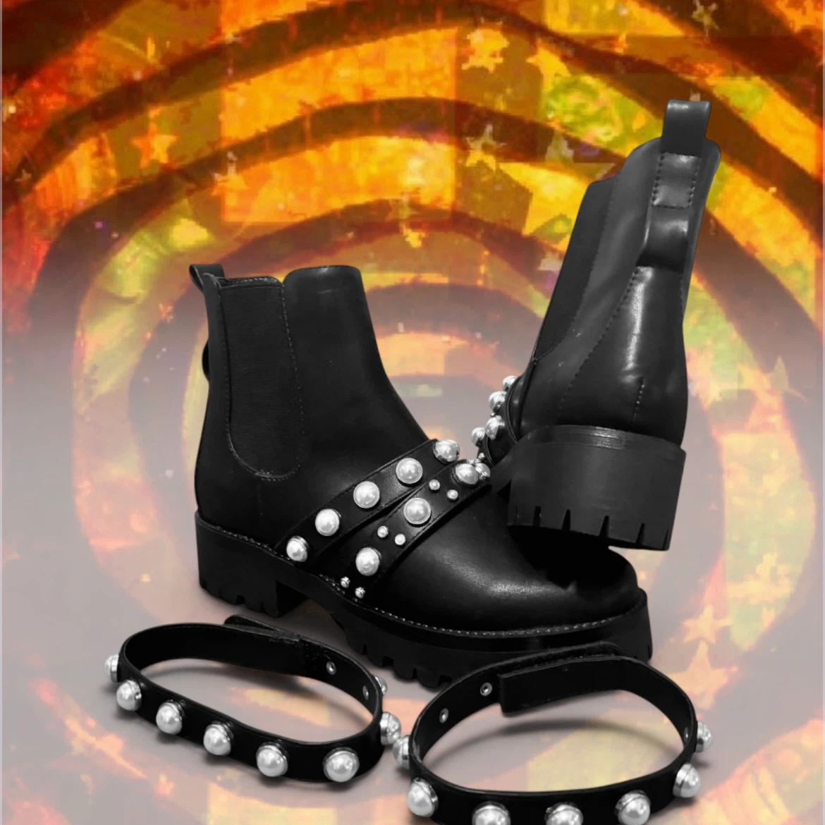 Black Pearl Embellished Ankle Boots - photo 2