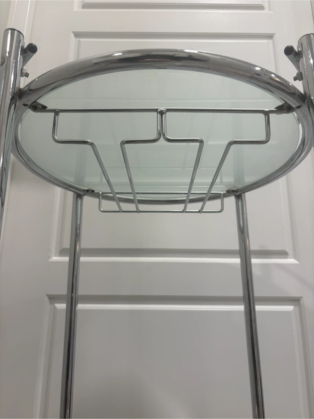 Chrome and Frosted Glass Rolling Bar Cart - photo 3