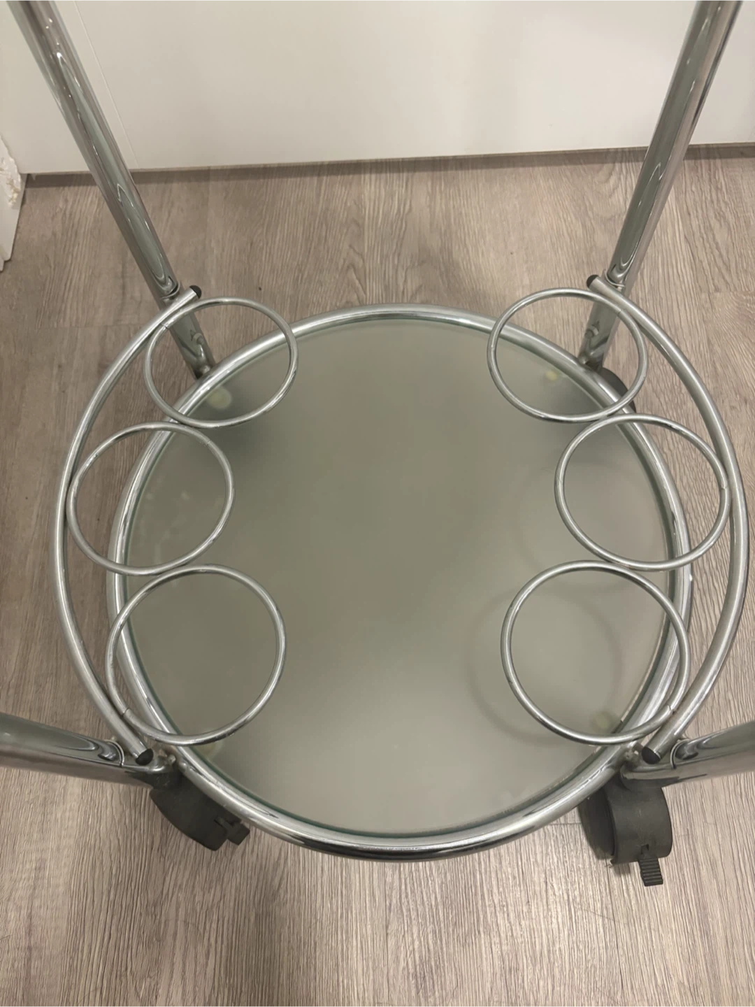 Chrome and Frosted Glass Rolling Bar Cart - photo 5