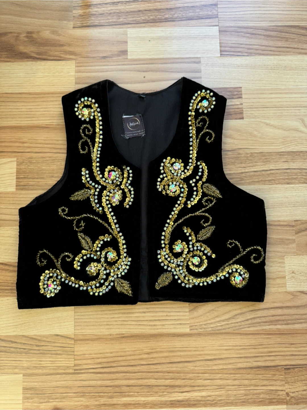 Black Velvet Sequin Vest hand made - photo 2