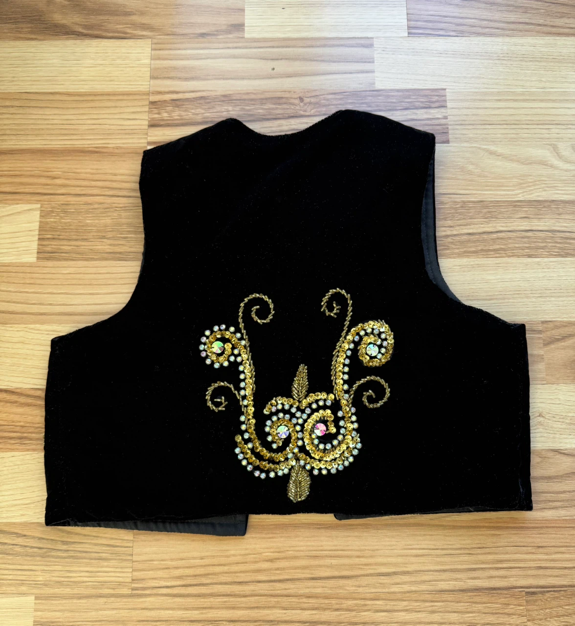 Black Velvet Sequin Vest hand made - photo 3