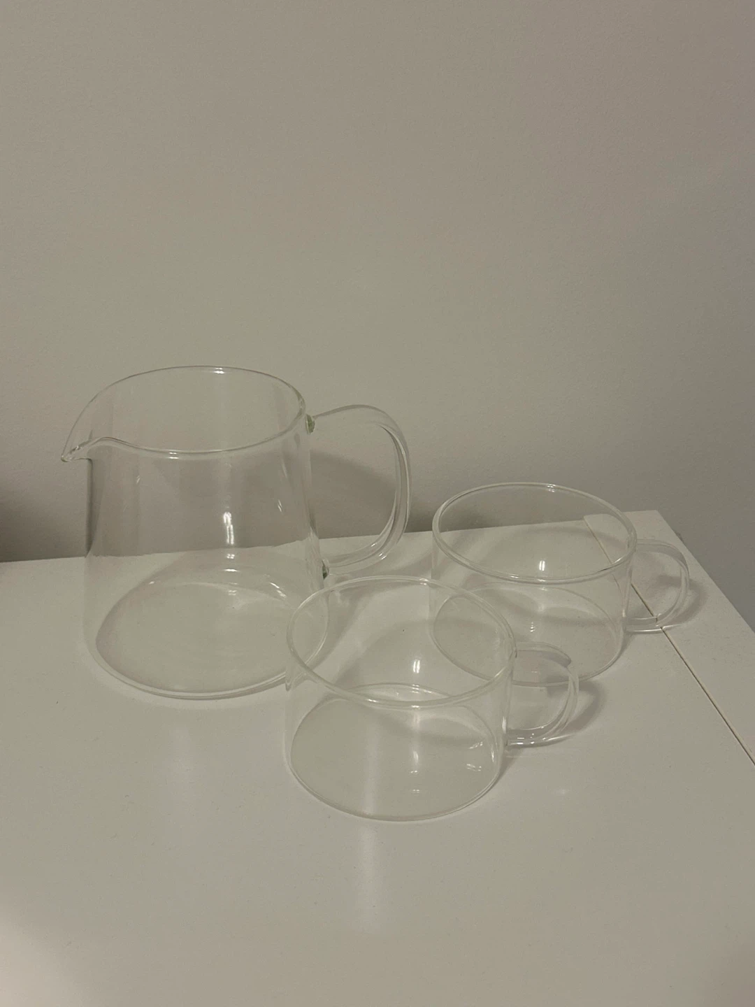 Muji Clear Glass Pitcher and Two Cups Set