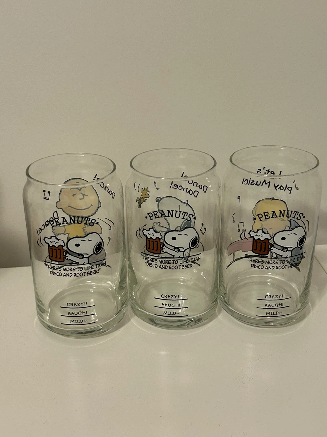 Set of 3 Peanuts Snoopy Glass Cups - photo 2