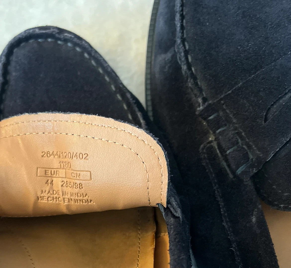 Zara Navy Blue Suede Penny Loafers - photo 5
