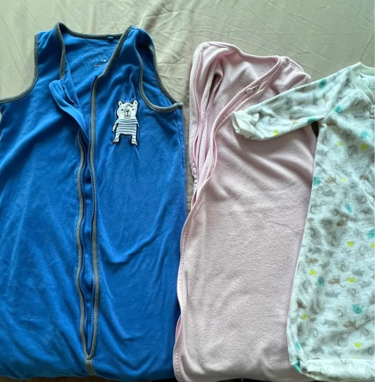 Baby Sleep Sack Bundle, 2 cotton 1 fleece  Age:3-18 months - photo 2